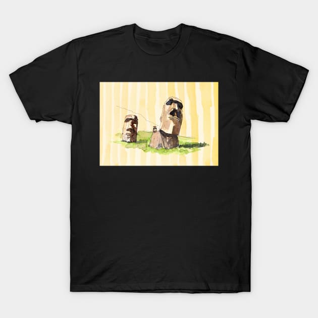 Moai Statues T-Shirt by Amanda Jane